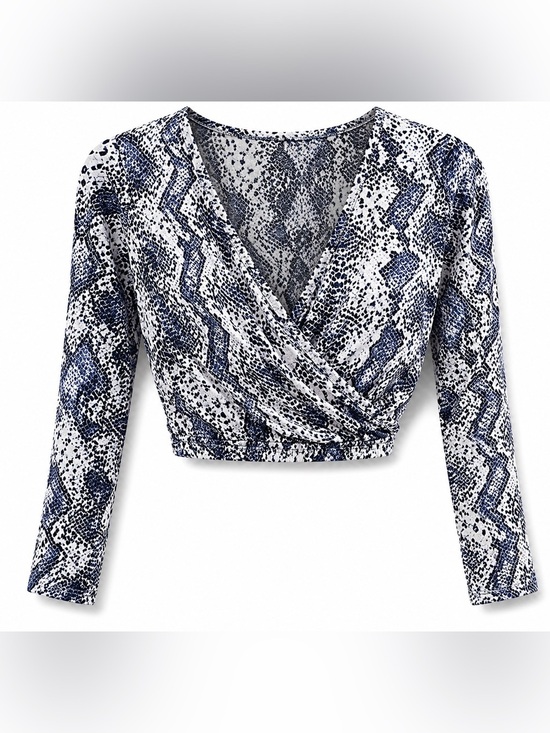 H&M Tops - Women's Blue and White Snake Print Top